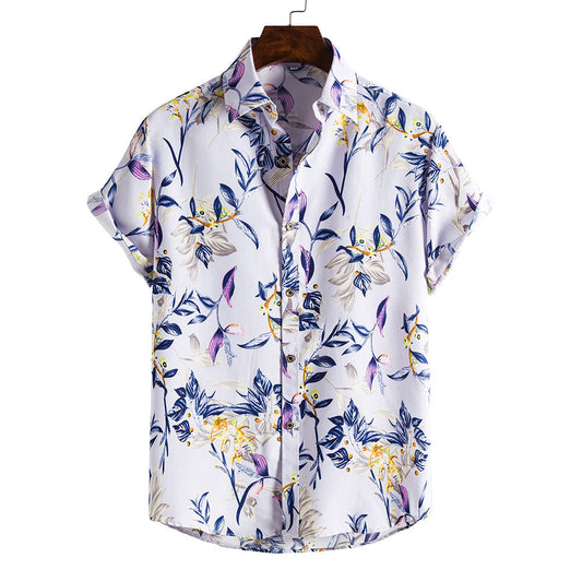 Men's Short-sleeved Casual Holiday Floral Shirt